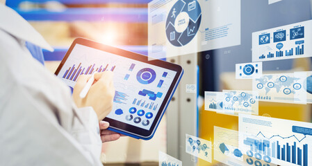 Aufkleber - Data management concept. Inventory management using tablet PC.