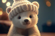 Cute fluffy bear with a hat created with generative ai