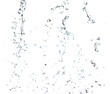 Shape form droplet of Water splashes into drop water line tube attack fluttering in air and stop motion freeze shot. Splash Water for texture graphic resource elements, White background isolated