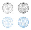 Wireframe Sphere. Geometric Globe Grid 3D Spheres. Earth Latitude And Longitude Line Grid Vector Illustration