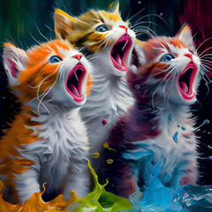 Wall Mural - Kittens singing