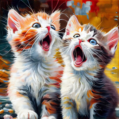 Wall Mural - Kittens singing