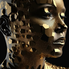 Wall Mural - abstract shiny stone human portrait by generative ai