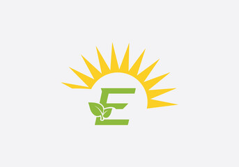 Green healthy leaf logo and Solar panel icon. Solar Energy symbol design and eco sun logo design image