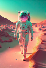 3d Astronaut In Unknown Planet In The Space