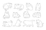 Fototapeta Pokój dzieciecy - hand drawn Vector illustration set of cute cats icon in doodle style