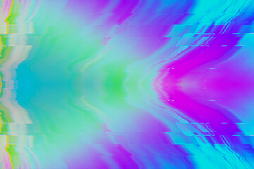  Abstract purple pink green pastel rainbow wavy background interlaced digital Distorted Motion glitch effect. Futuristic striped glitched cyberpunk design Retro rave 90s unicorn candy colors aesthetic