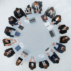 Canvas Print - view from the top.meeting business partners for round - table.