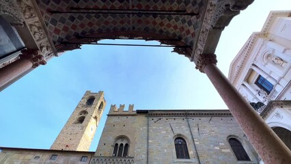 Sticker - Palazzo della Ragione from Red Lions Gate, Bergamo, Italy