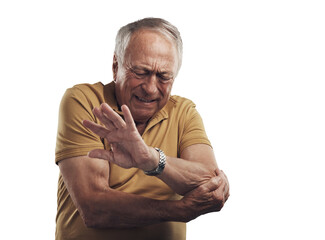 Wall Mural - PNG Studio shot of an elderly man experiencing some pain