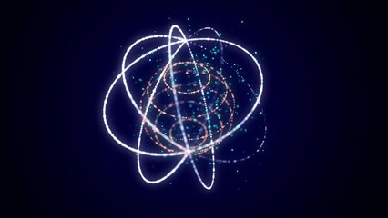 Poster - Futuristic sphere made of particles. Flow of atoms in cyberspace. Space energy concept. 3D rendering.	