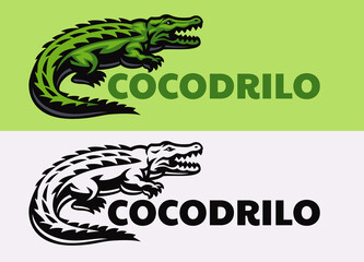 Wall Mural - double logo of green crocodile