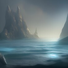 Ai Generated Digital Art Of High Cliffs In The Ocean On A Stormy Day