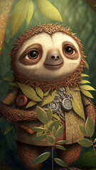 Canvas Print - Funny sloth in the forest