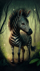 Sticker - Cute Zebra in the forest