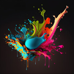 Paint colorful splash isolated on black background