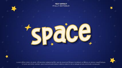 Poster - space 3d editable text effect with stars element and cute style