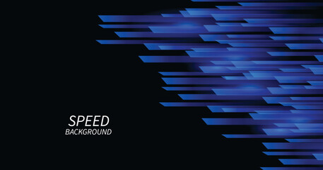Poster - High-speed movement background concept. Lights and square shape moving fast over dark blue background.High-speed Technology background concept.Hi-tech.Vector illustration.