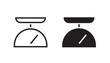 Scale weight icon line art pictogram clipart vector or kitchen food weigh graphic thin outline linear stroke silhouette shape, retro simple libra measurement tool black and white symbol clip art image