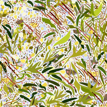 Vector Seamless Abstract Floral Pattern. Colorful Foliage On Light Background.