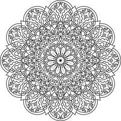 Vector abstract mandala pattern.Black and white illustration.Outline.Coloring page for coloring book.