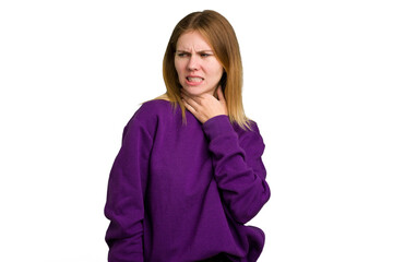 Young caucasian woman isolated touching back of head, thinking and making a choice.