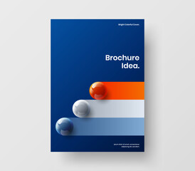 Multicolored journal cover design vector layout. Minimalistic realistic balls pamphlet concept.