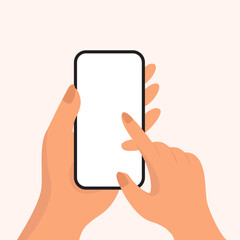 Wall Mural - smartphone touchscreen using hand blank display vector illustration