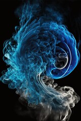 Wall Mural - Flowing and spiraling blue smoke, abstract, Generative AI