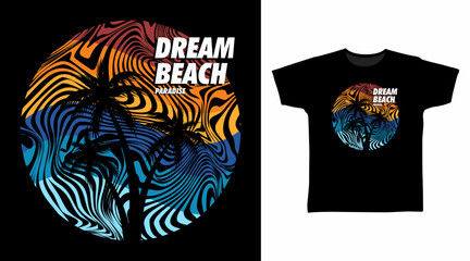 Wall Mural - Dream Beach Line Art tshirt fashionable design, ready to print.