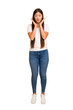 © Asier - Young asian woman standing, full body cutout isolated surprised and shocked.