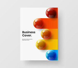 Wall Mural - Unique booklet A4 vector design template. Premium realistic spheres postcard layout.