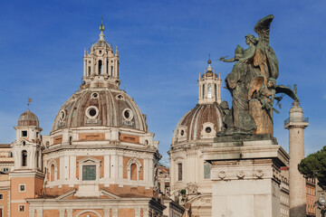 Wall Mural - Rome, Italy- November 2022: beautiful and iconic architecture and church domes in the city