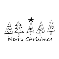 Sticker -  Merry Christmas hand drawn lettering banner. Typography emblem. Text calligraphy inscription card design.