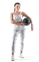 PNG Studio Portrait Of A Sporty Young Woman Holding An Exercise Ball.