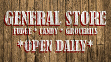 Old Vintage Retro General Store Sign Painted On Wooden Surface