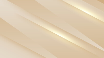 Abstract golden background with white and beige luxury glitter shapes. Golden lines luxury on cream color background. Gold elegant realistic paper cut style 3d. Vector illustration