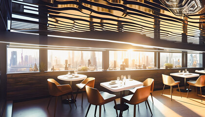 Canvas Print - Interior of futuristic restaurant