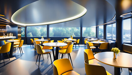 Sticker - Interior of futuristic restaurant