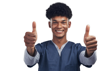 Wall Mural - PNG shot of a male nurse showing thumbs up while standing.