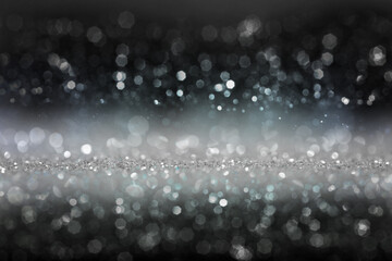 Abstract of Bright and sparkling bokeh background. silver and diamond dust bokeh -blurred lighting from glitter texture. Luxury design background.