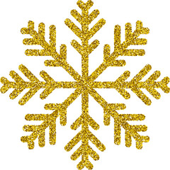 Wall Mural - Golden Glitter Sparkling Snowflake Shape Christmas Decoration Isolated Design Element