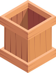 Sticker - Wooden crate icon. Isometric cargo shipping box