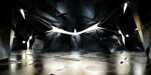 Poster - futuristic hall door tunnel basement with sun light and rays 3d render illustration
