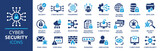 Fototapeta  - Cyber security icon set. Data protection symbol. Secured network icon collection. Technology concept. Vector illustration.