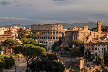 Wall Mural - Rome, Italy- November 2022: The beautiful architecture of the Colosseum roman arena