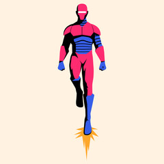 Vector Superhero Action Pose Illustration Isolated