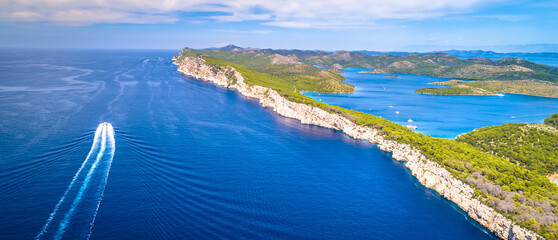 Canvas Print - Telascica nature park cliffs and Dugi Otok island aerial panorama