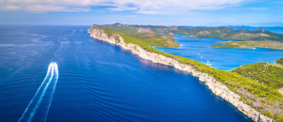 Wall Mural - Telascica nature park cliffs and Dugi Otok island aerial panorama