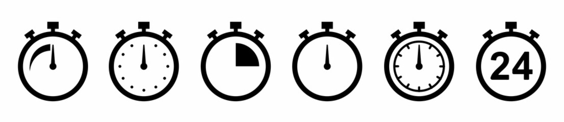 Poster - Timer icon collection. Stopwatch icons set. Symbol timer collection. Set of Timer vector icons.Set of timer and stopwatch icons. Vector illustration